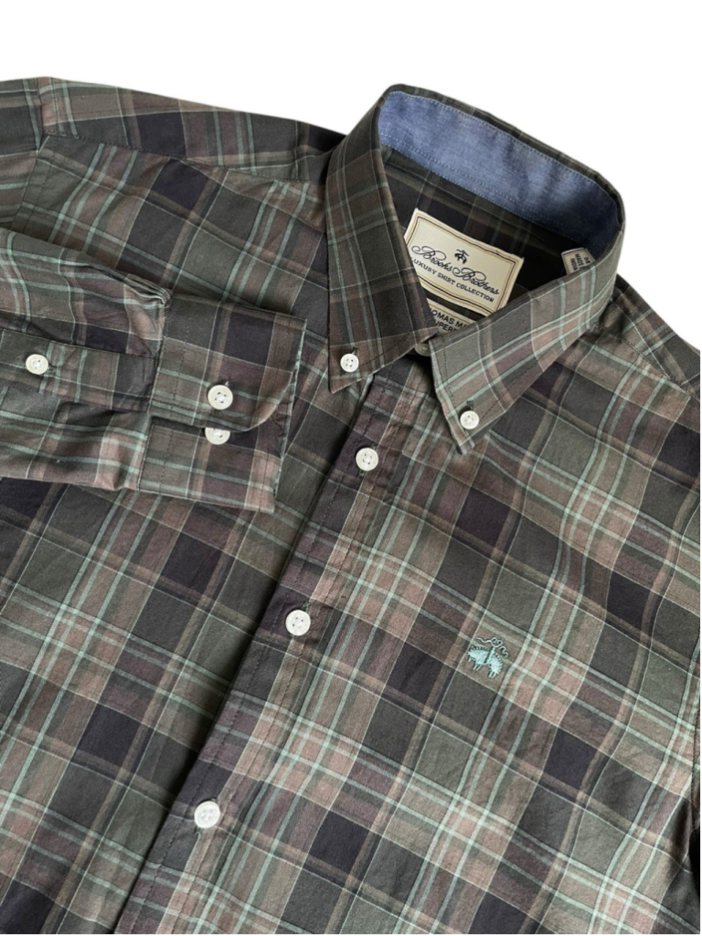 Brooks Brothers Thomas Mason Luxury Collection Button Down Shirt Men’s M Plaid